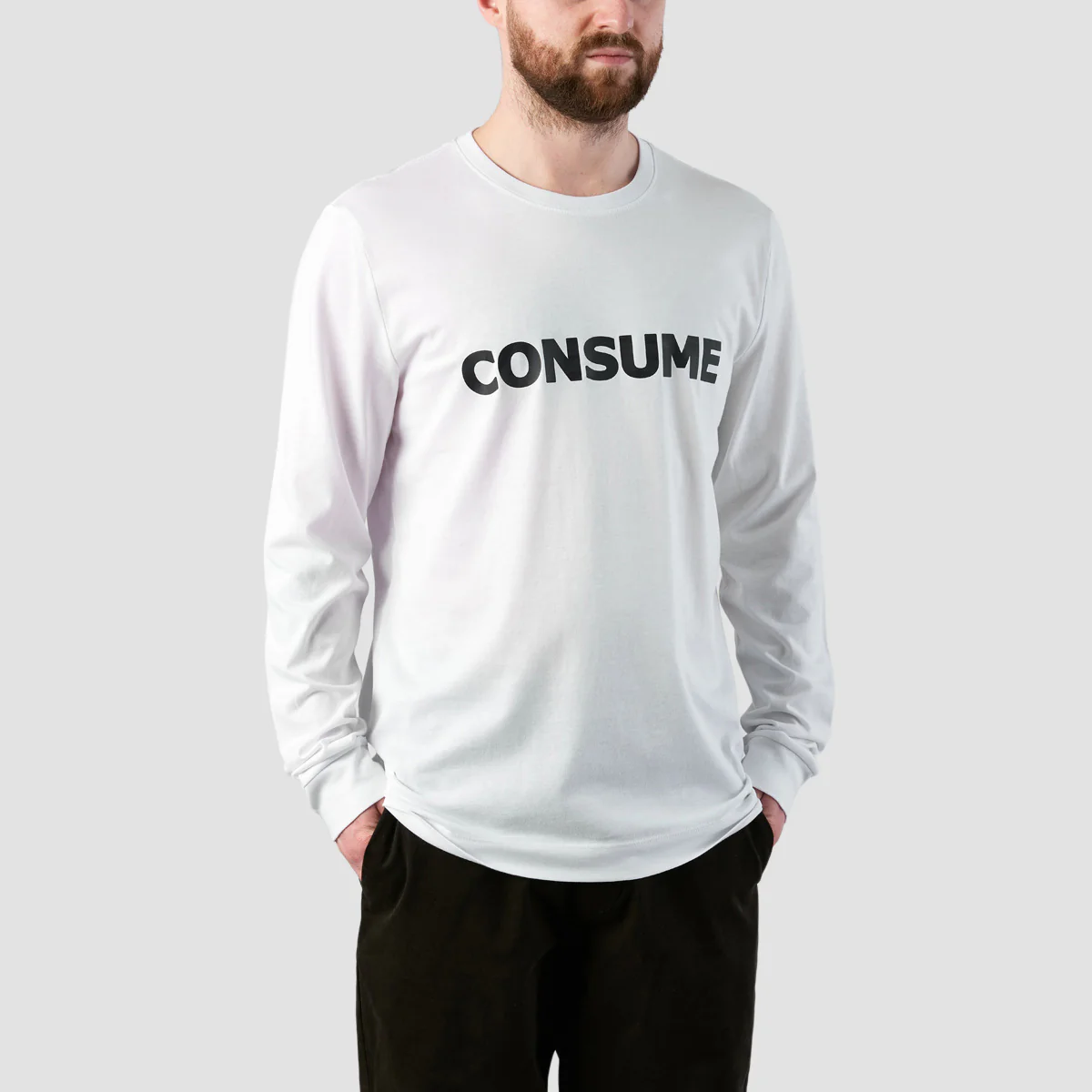 Consume Logo Longsleeve T-Shirt White/Black - Image 2