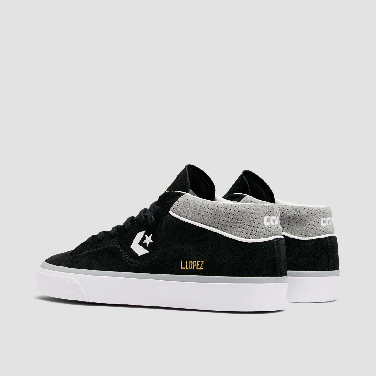 Converse Louie Lopez Pro Mid Top Shoes - Black/Ash Stone/White - Image 3