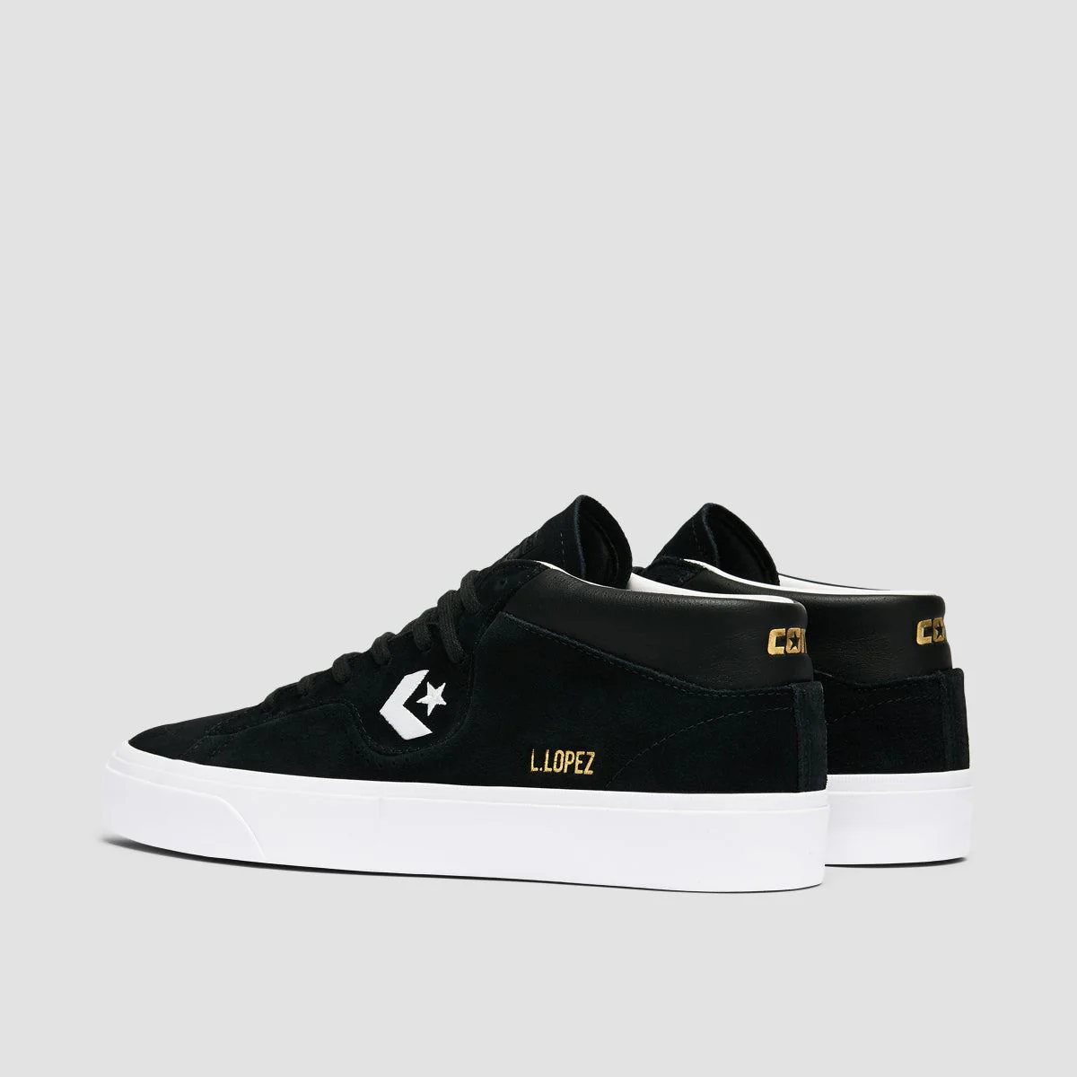 Converse Louie Lopez Pro Mid Top Shoes - Black/Black/White - Image 3