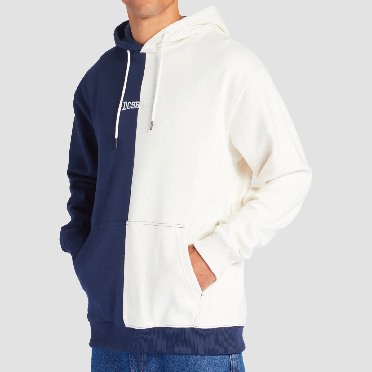 DC Baseline Pullover Hoodie Navy Blazer/Oat Heather - Image 2