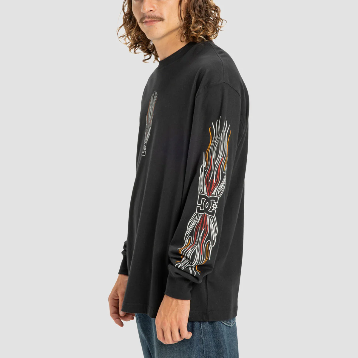 DC Burn Out Longsleeve T-Shirt Black - Image 2