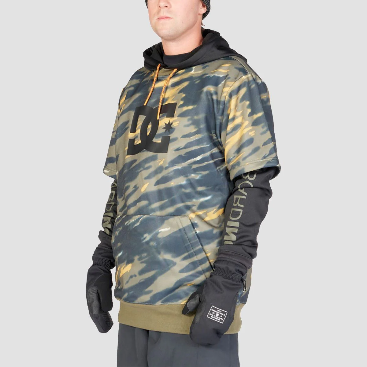 DC Dryden Double Layer Pullover Snow Hoodie Angled Tie Dye Ivy Green - Image 2
