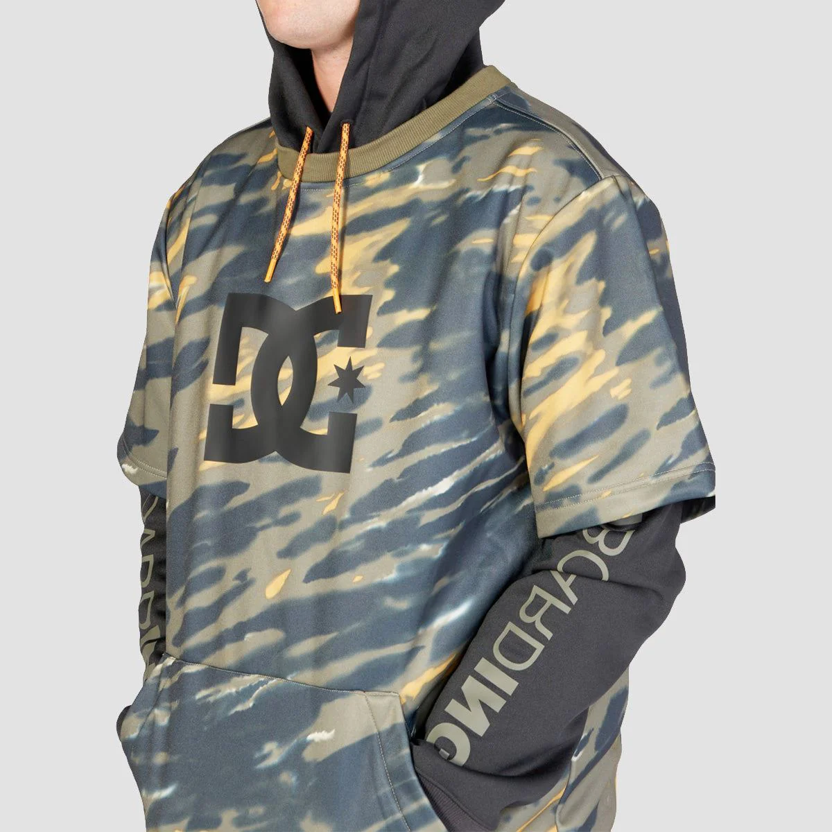DC Dryden Double Layer Pullover Snow Hoodie Angled Tie Dye Ivy Green - Image 3