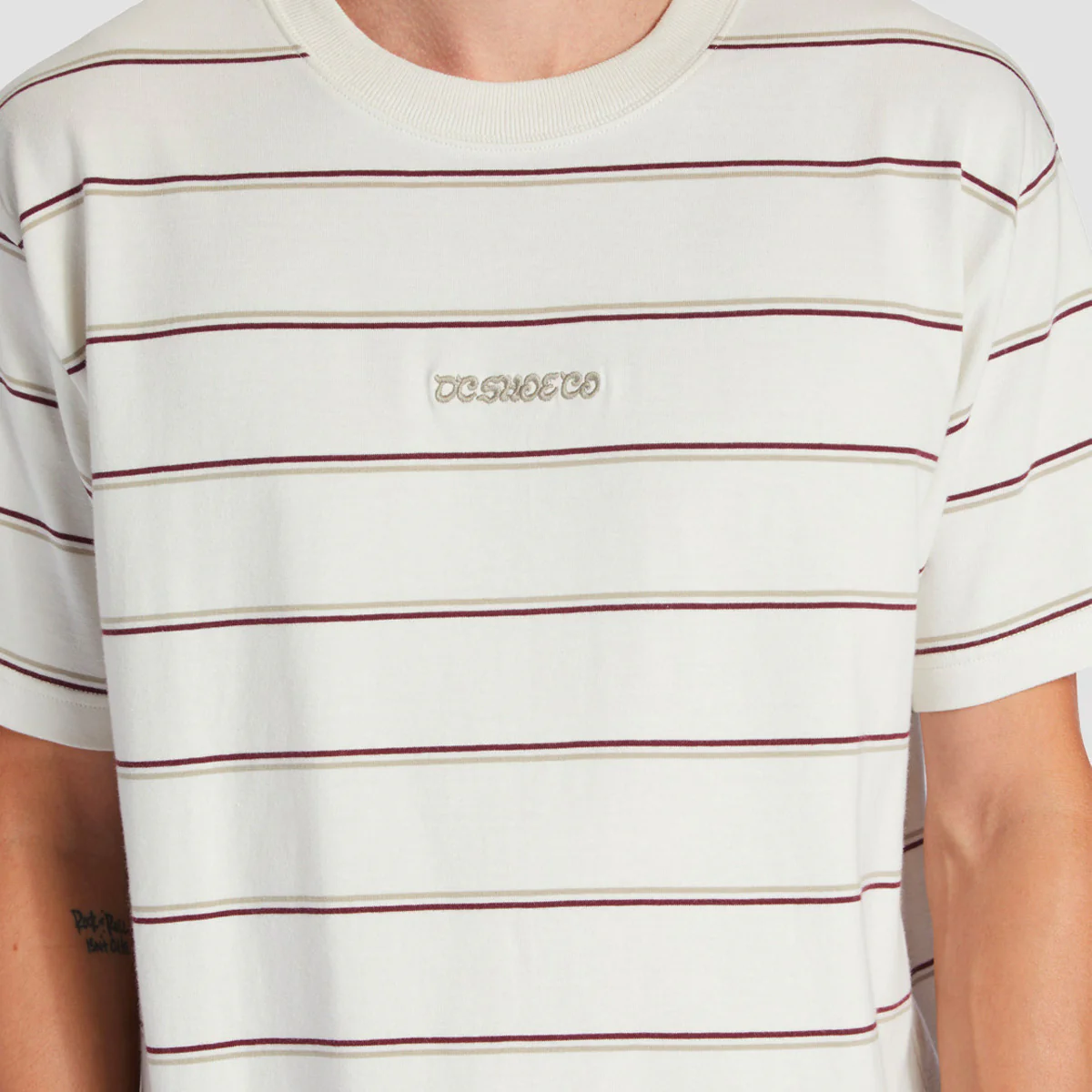 DC Kingpin Stripe T-Shirt Lily White - Image 3