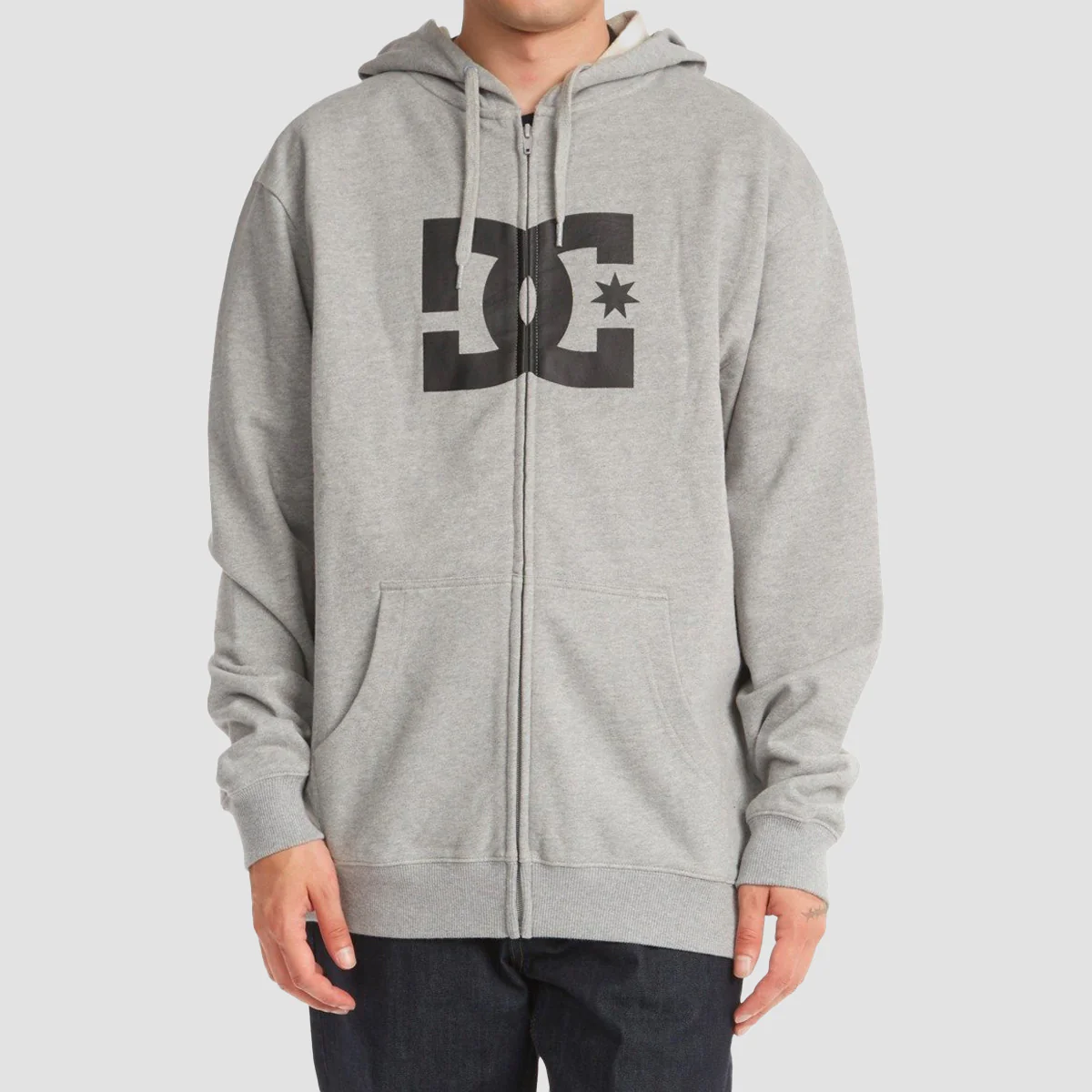 DC Star Zip Hoodie Heather Grey - Image 2