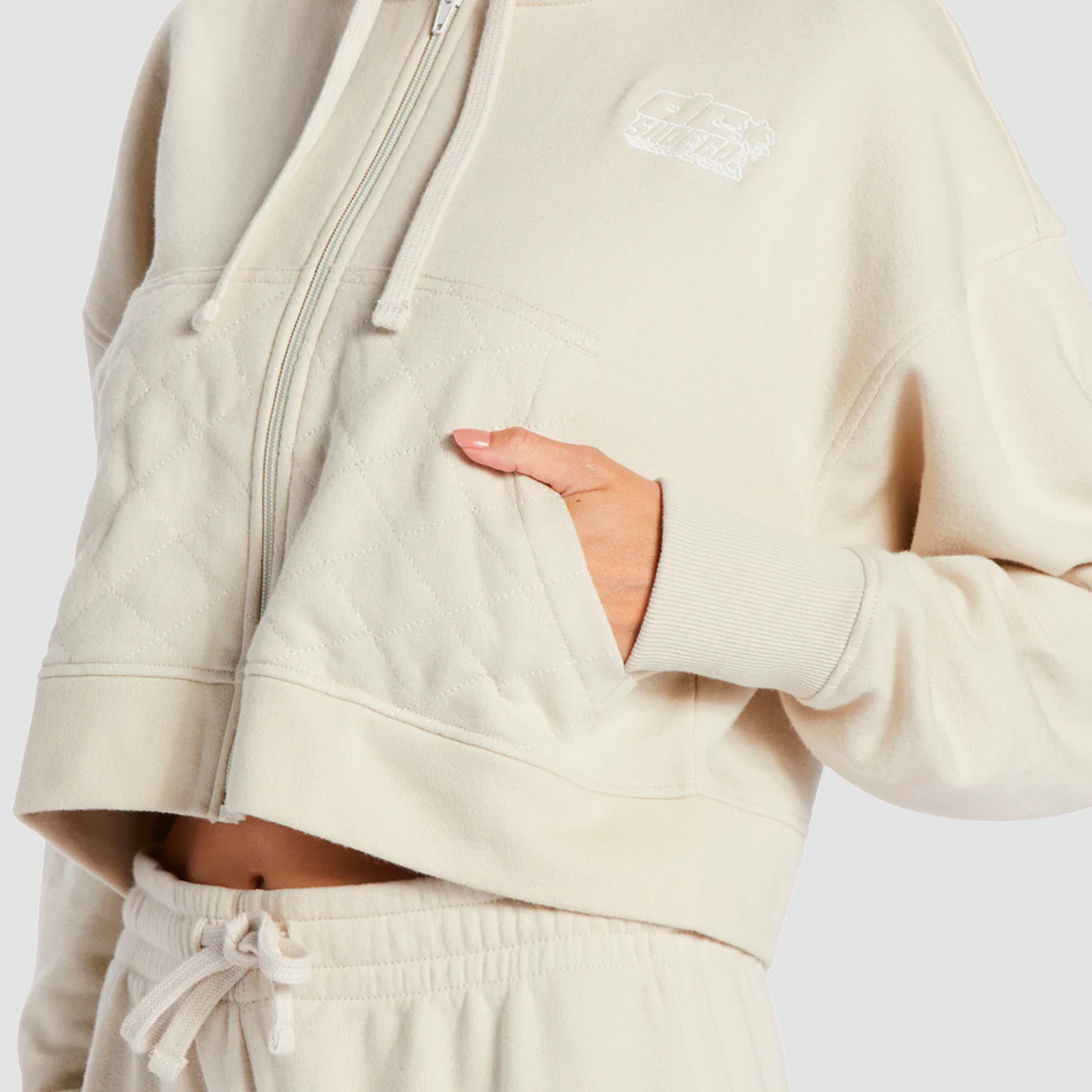 DC Stardust Cropped Zip Hoodie Silver Birch - Womens - Image 3