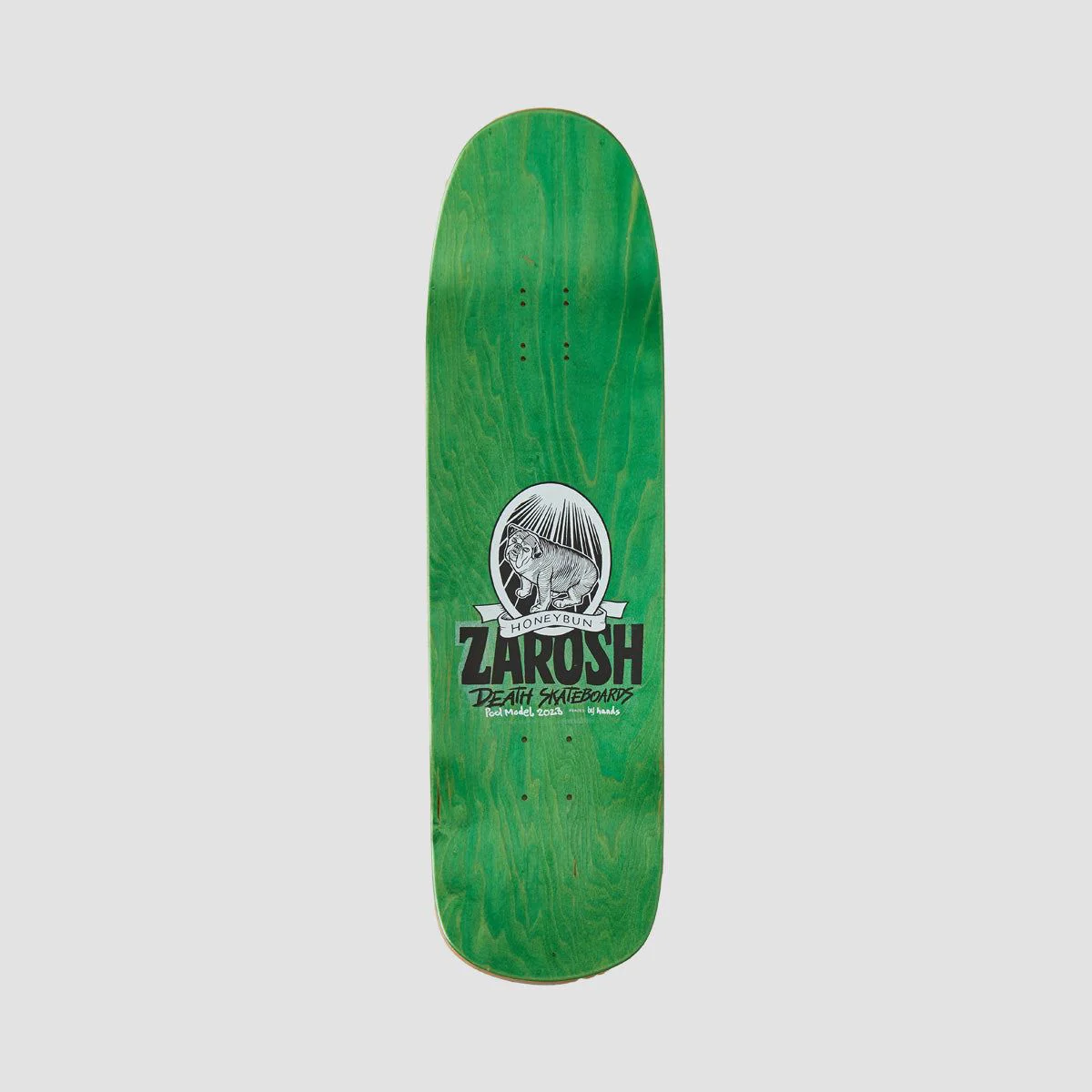 Death Zarosh Heart Hand Screened Pool Skateboard Deck Gold/White Skull - 9" - Image 2