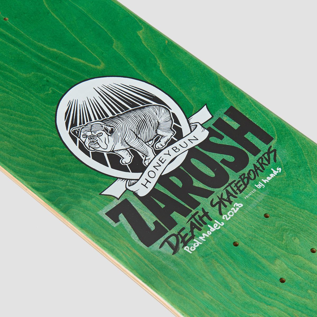 Death Zarosh Heart Hand Screened Pool Skateboard Deck Gold/White Skull - 9" - Image 3