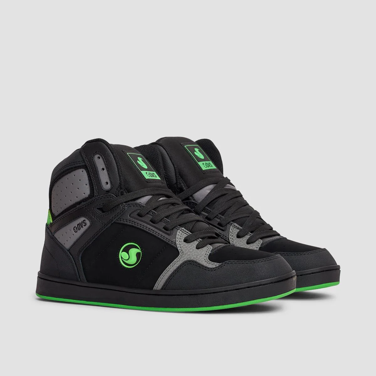 DVS Honcho High Top Shoes - Black/Charcoal/Lime Suede - Image 2