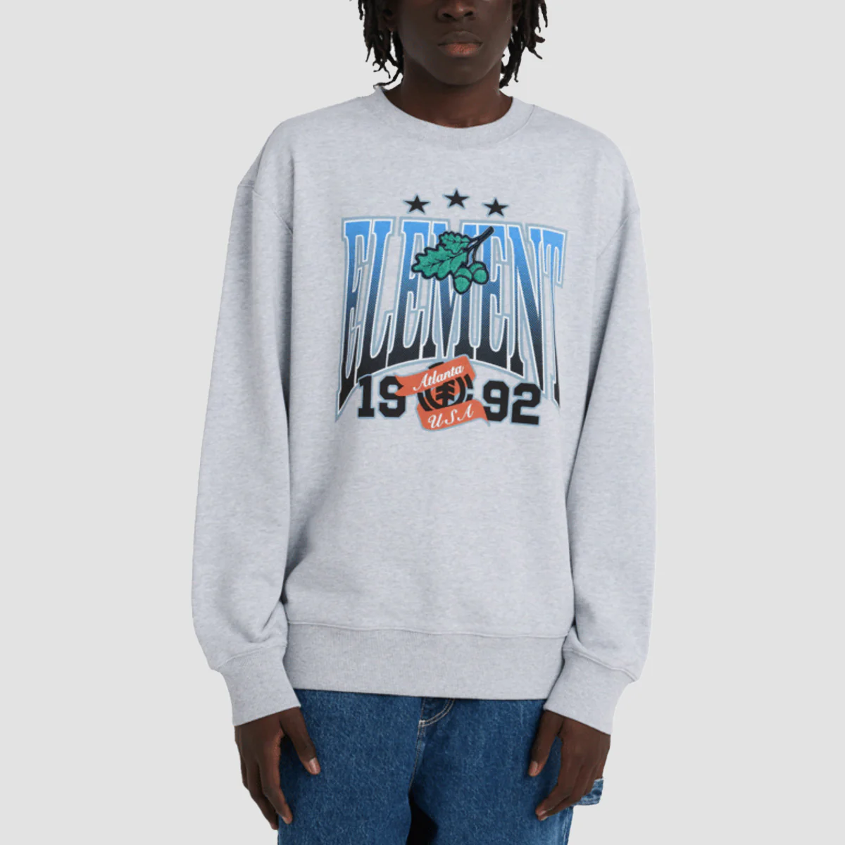 Element Stars Oak Crew Sweatshirt Mid Grey Heather