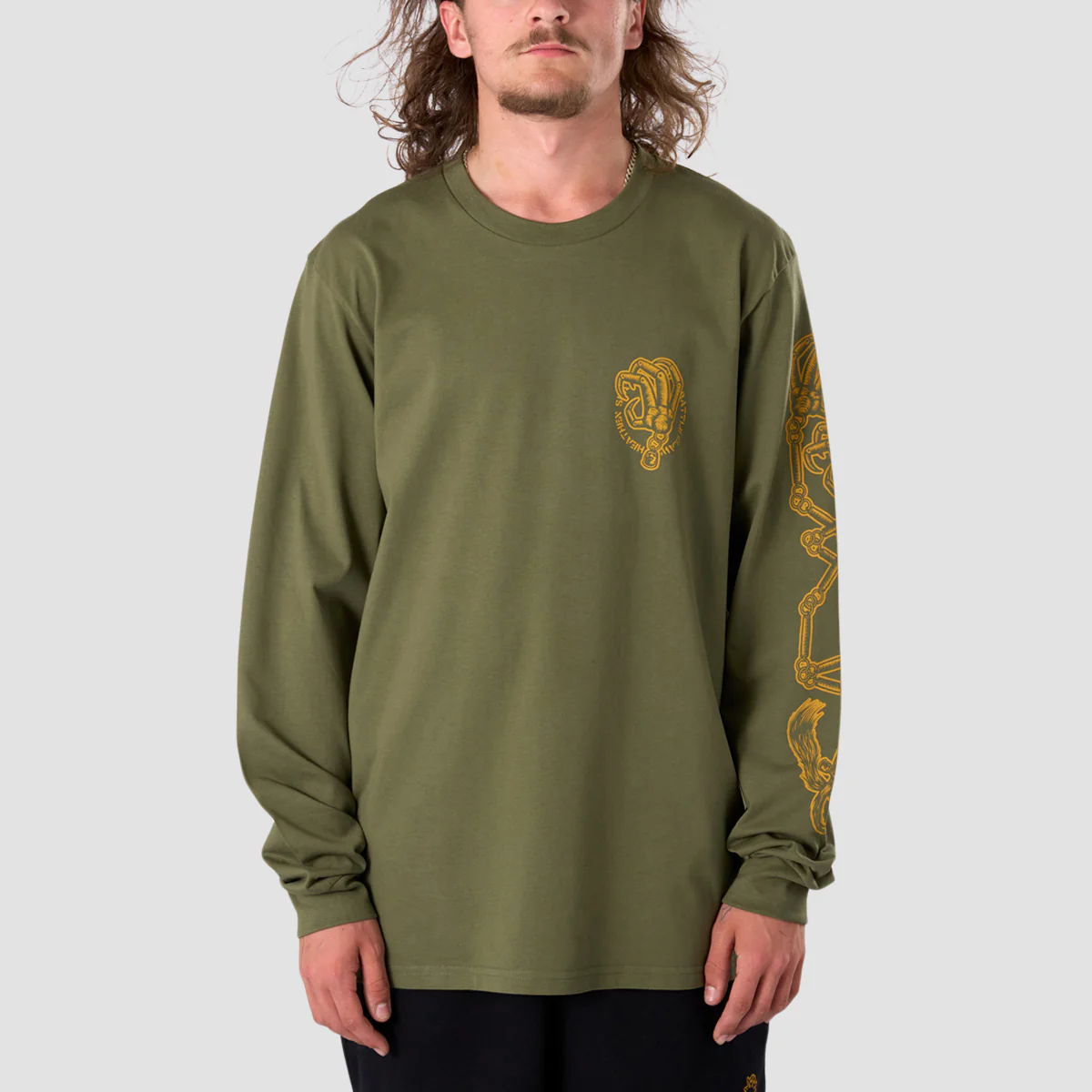 Heathen Battle Claw Longsleeve T-Shirt Army - Image 2