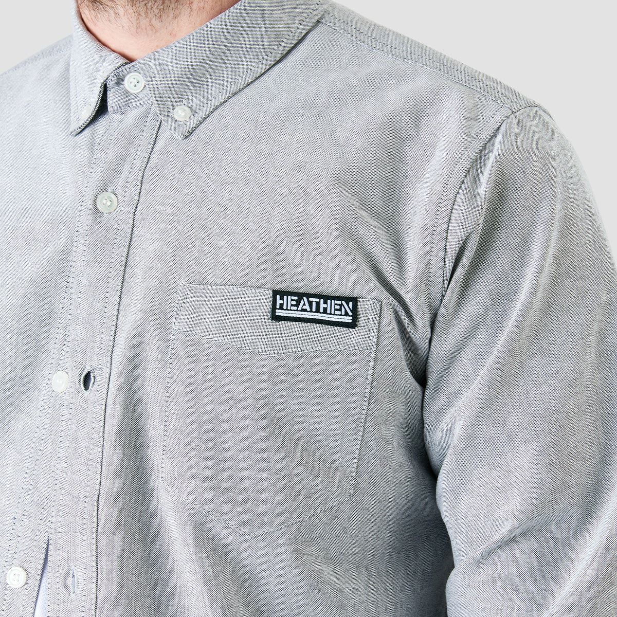 Heathen Canibal Ox-ford Longsleeve Shirt Nothing Grey - Image 3