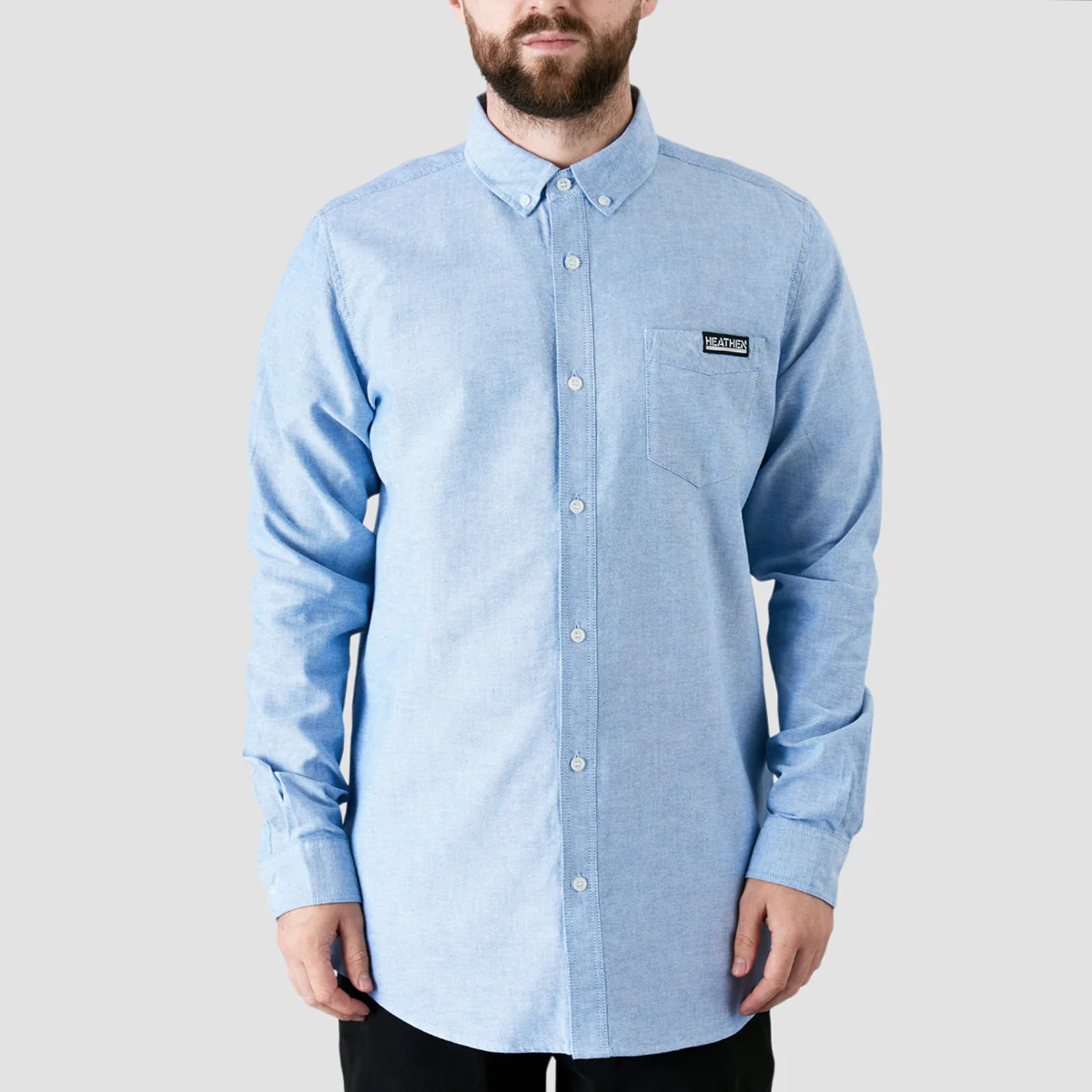 Heathen Canibal Ox-ford Longsleeve Shirt Shark Eye Blue - Image 2