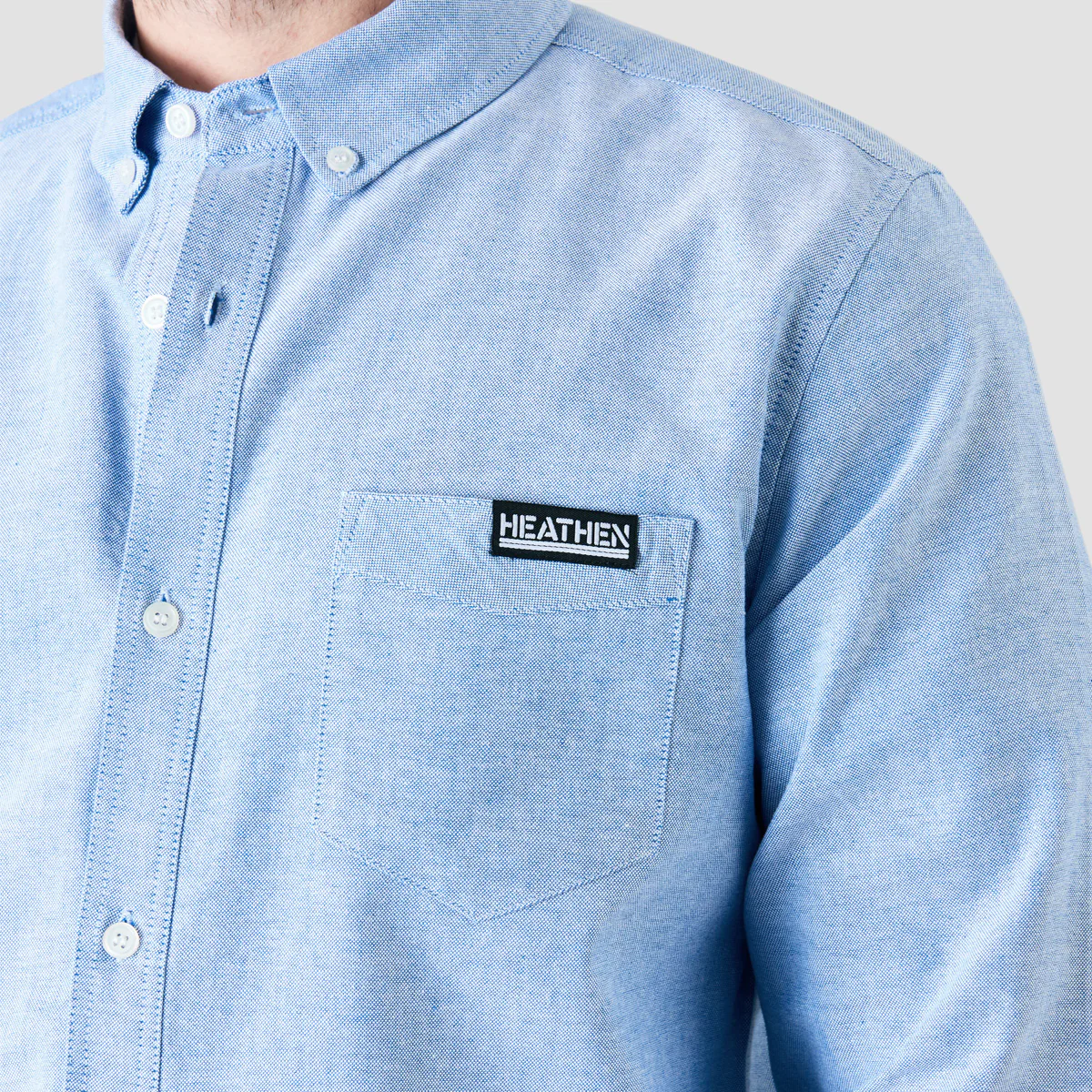 Heathen Canibal Ox-ford Longsleeve Shirt Shark Eye Blue - Image 3