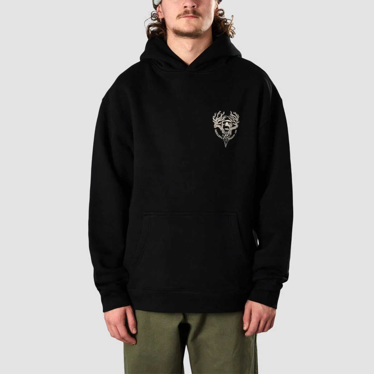 Heathen Ceronnous Mono Relax fit Pullover Hoodie Black - Image 2