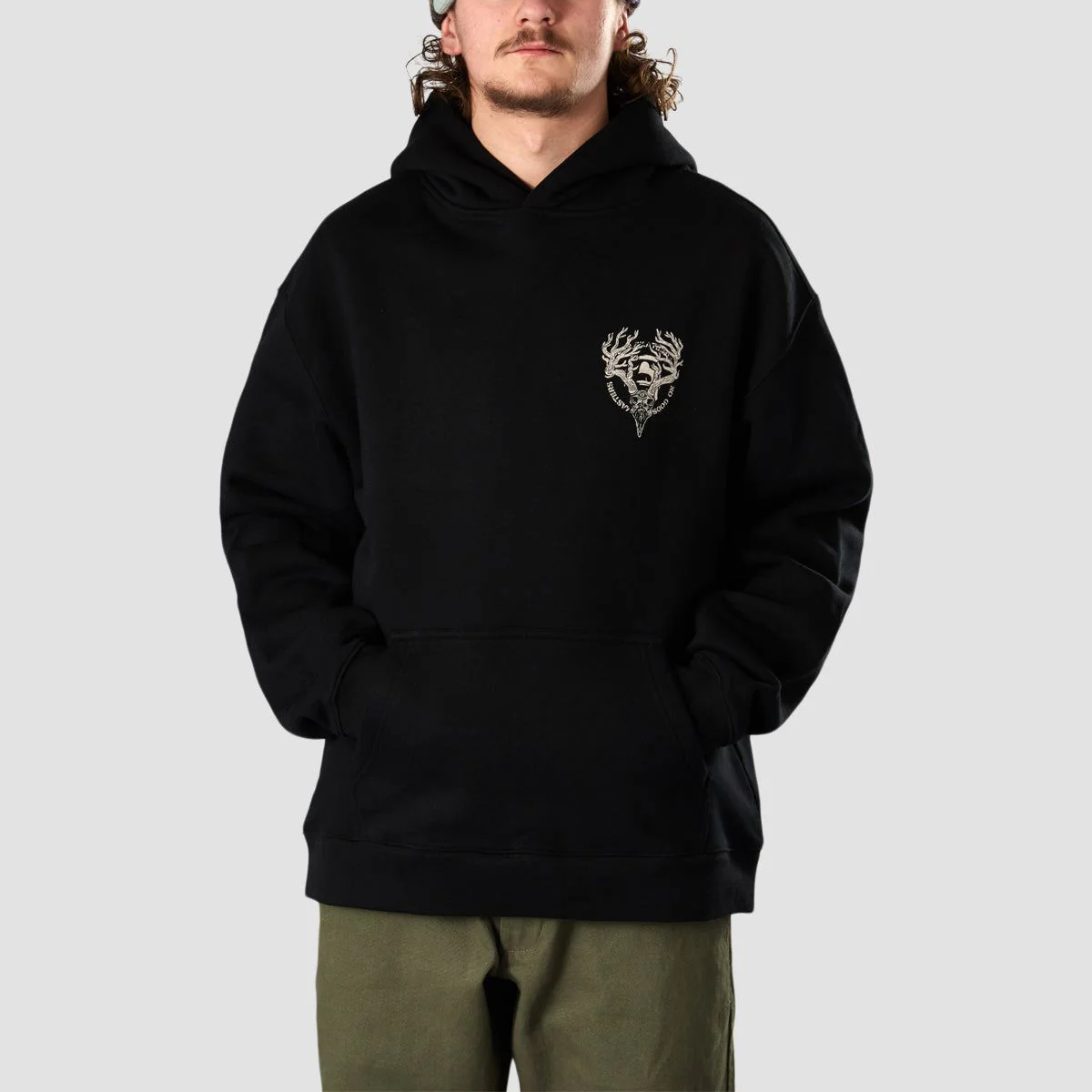 Heathen Ceronnous Mono Relax fit Pullover Hoodie Black - Image 3