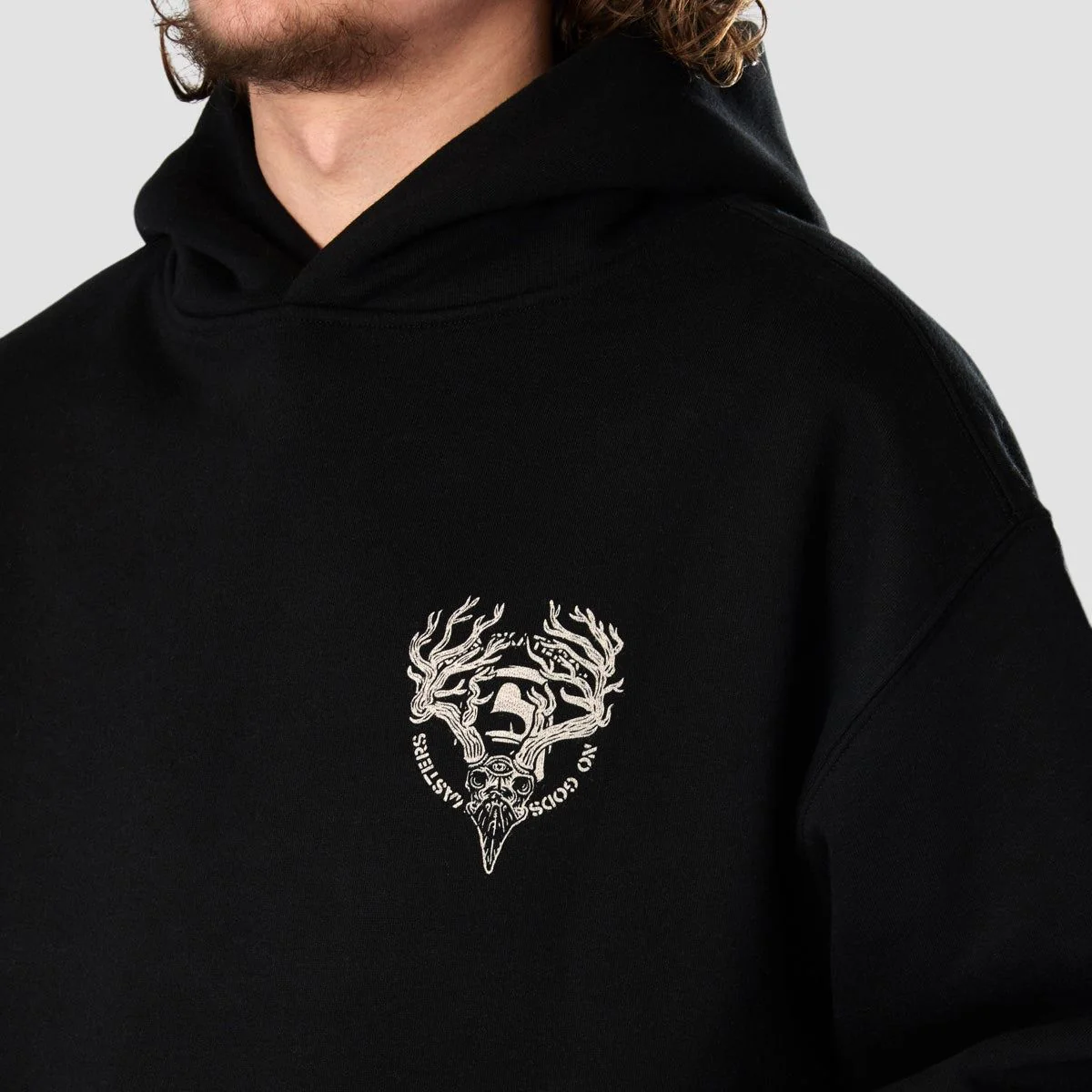Heathen Ceronnous Mono Relax fit Pullover Hoodie Black - Image 4