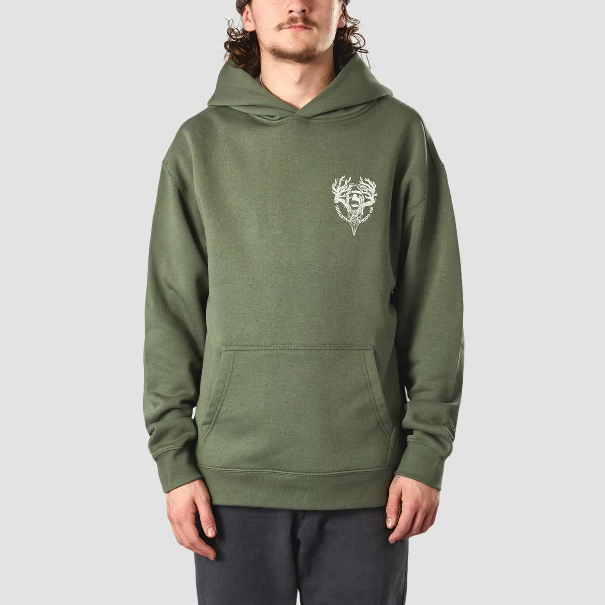 Heathen Ceronnous Mono Relax fit Pullover Hoodie Cypress - Image 3