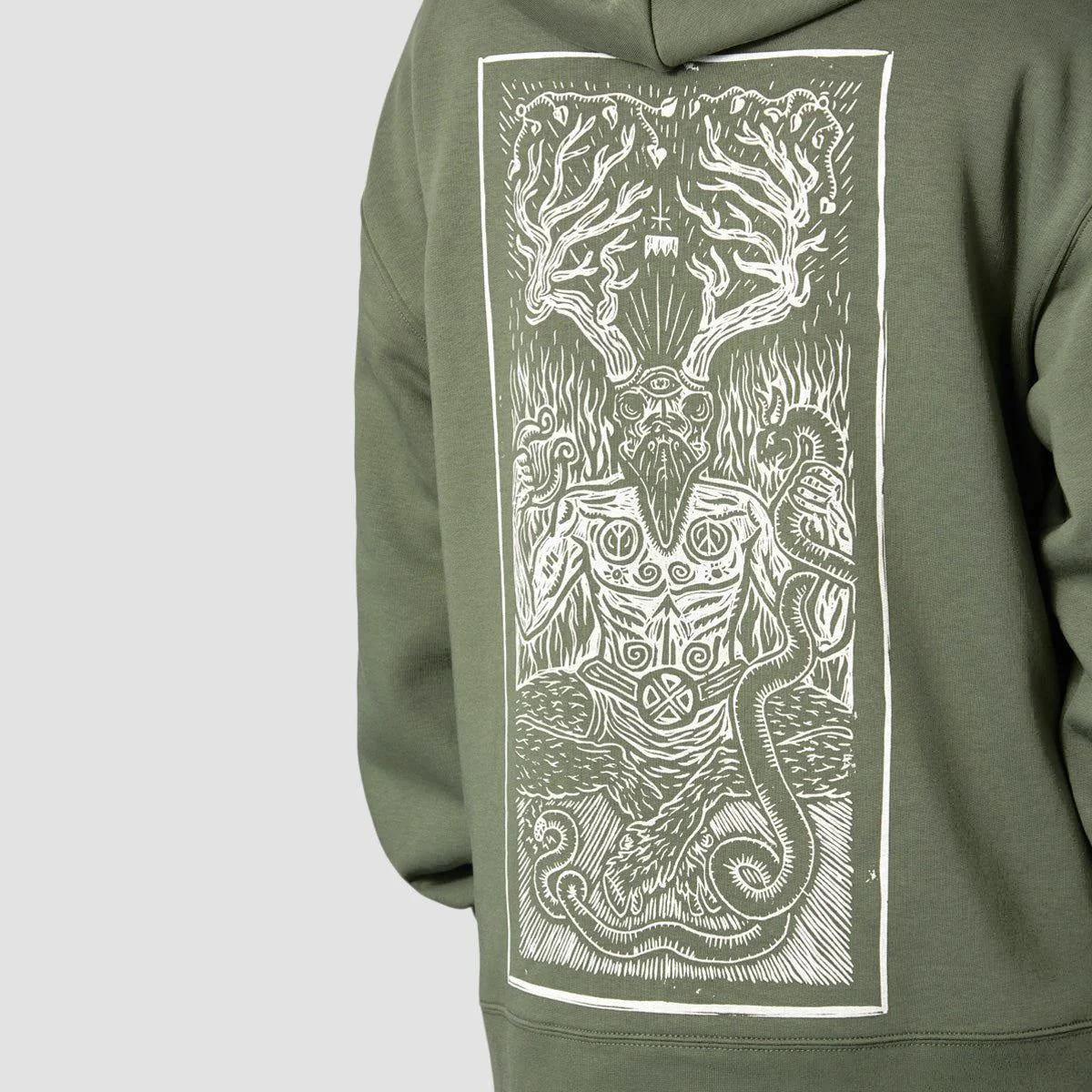 Heathen Ceronnous Mono Relax fit Pullover Hoodie Cypress - Image 4