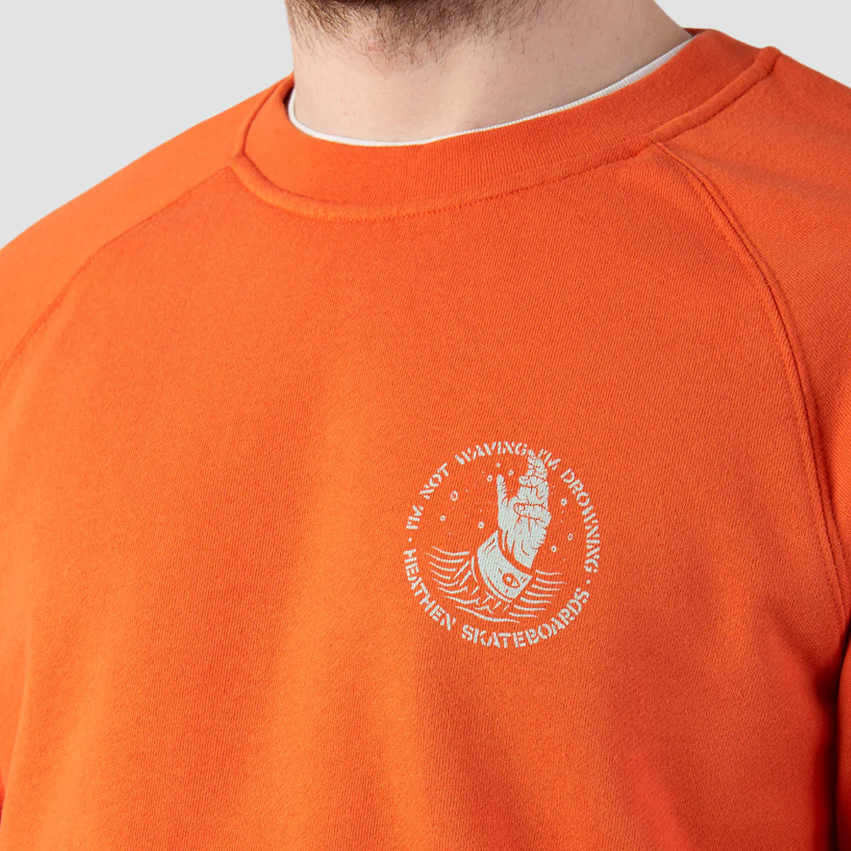 Heathen Drowning Crew Sweatshirt Orange - Image 3