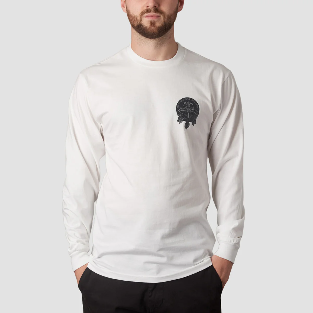 Heathen Green Man Lonsleeve T-Shirt White - Image 2