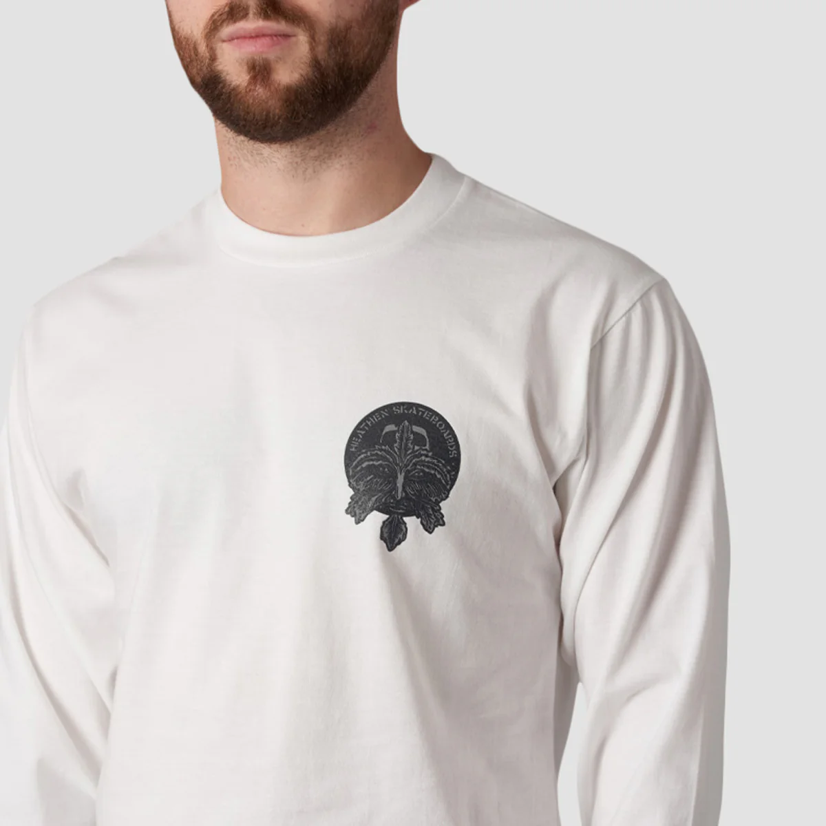 Heathen Green Man Lonsleeve T-Shirt White - Image 3