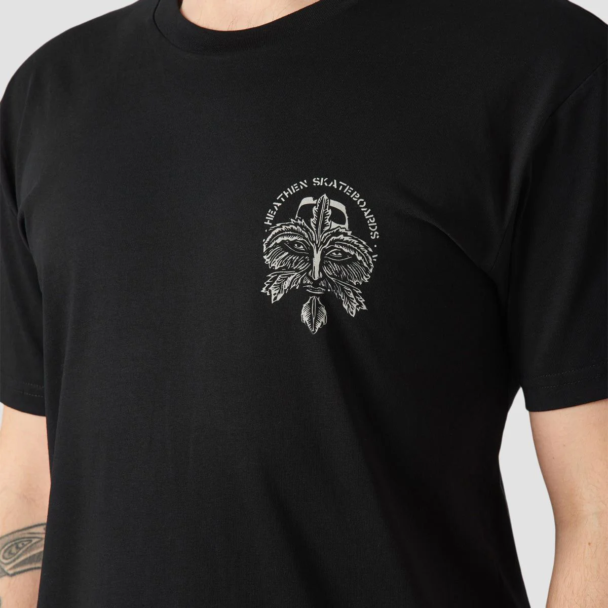 Heathen Green Man Mono T-Shirt Black - Image 3