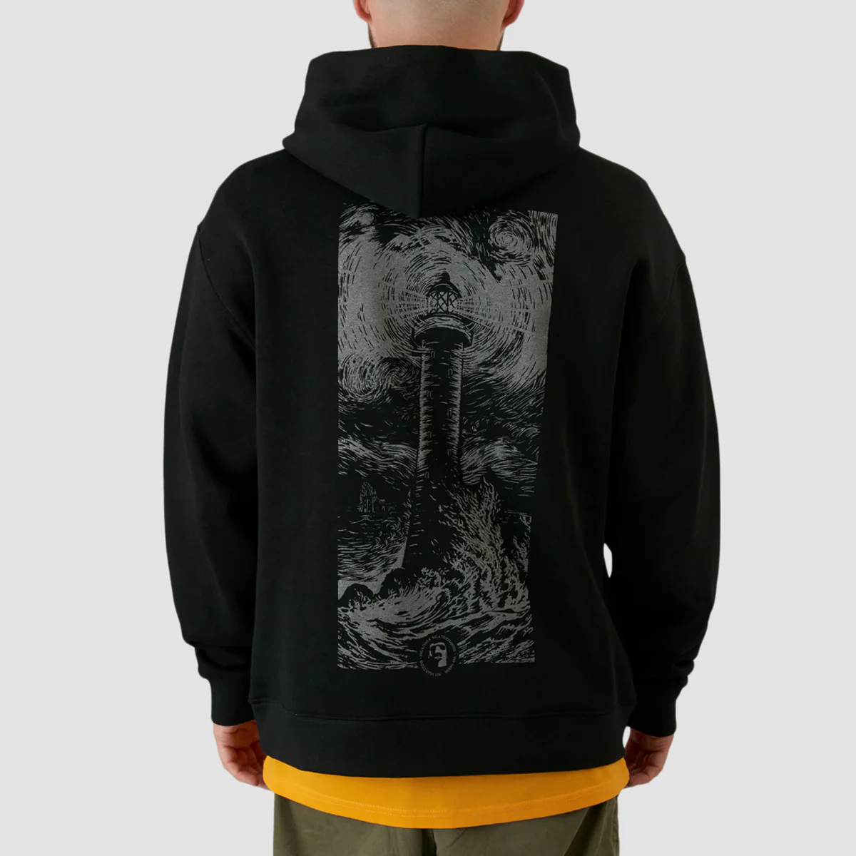 Heathen Lighthouse Relax Fit Pullover Hoodie Black/Metal