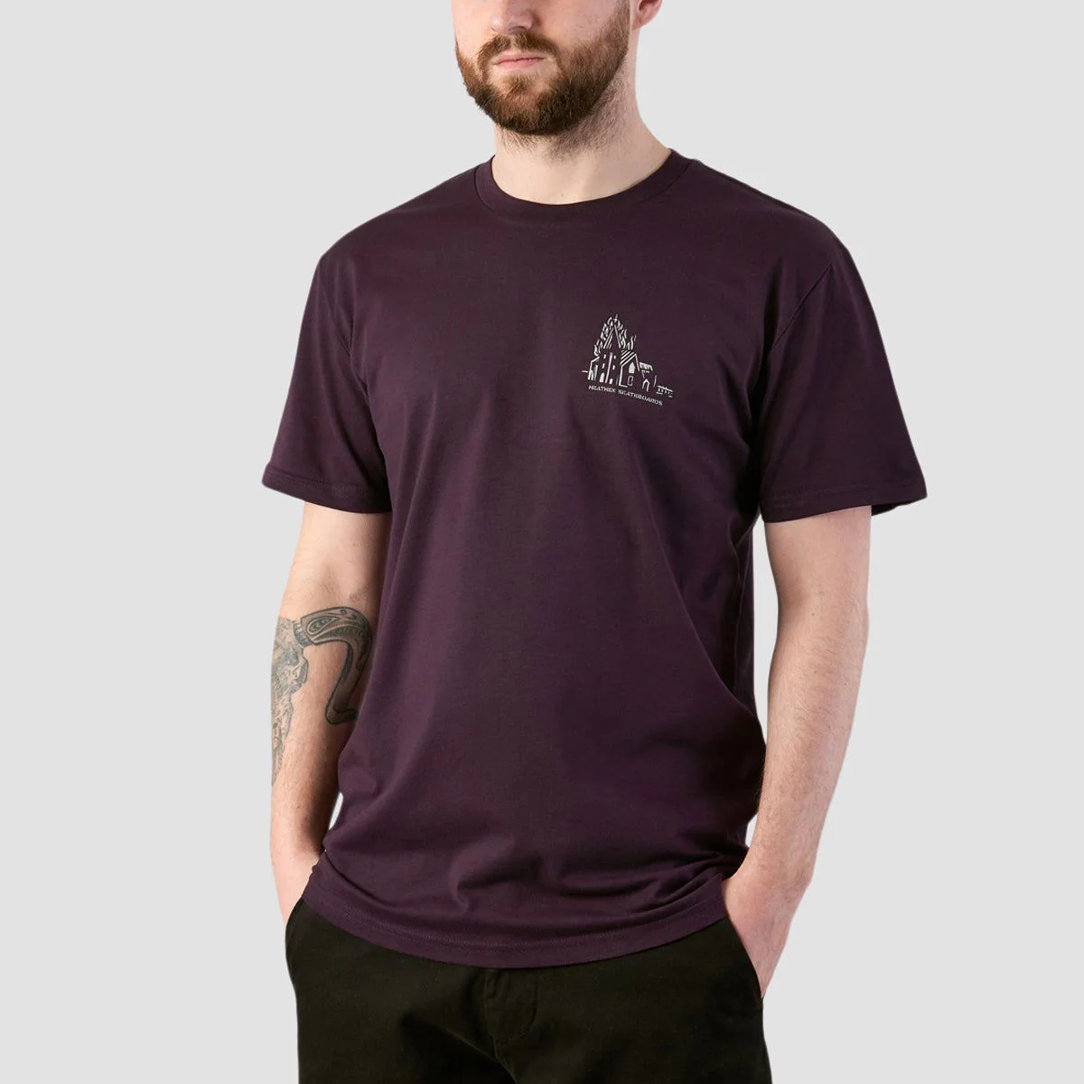 Heathen Lighthouse T-Shirt Plum - Image 2