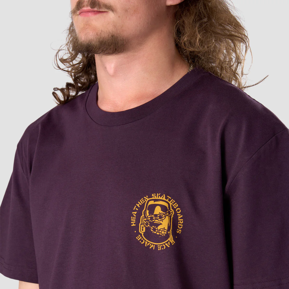 Heathen Mace Face T-Shirt Plum - Image 3