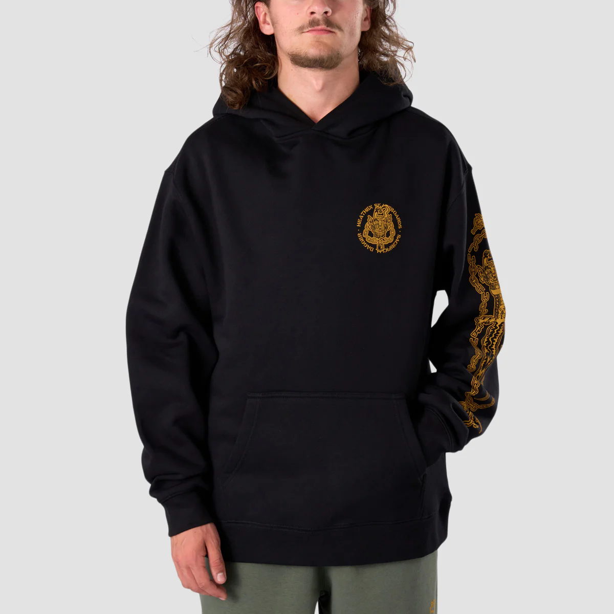 Heathen Sacrificial Dagger Relax Fit Pullover Hoodie Black - Image 2