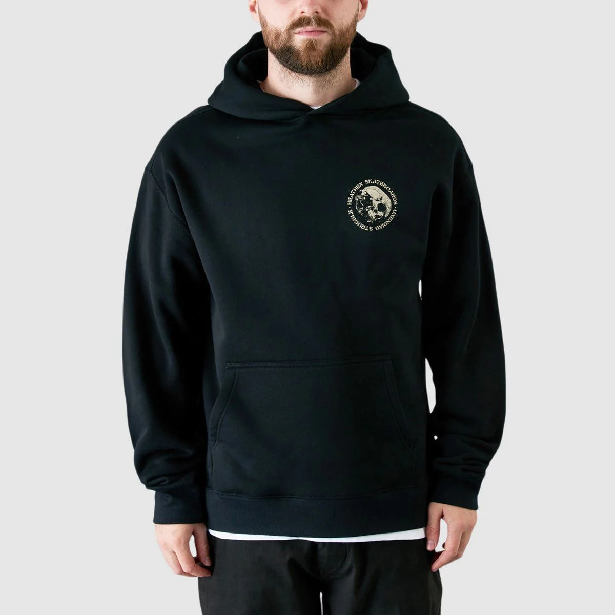 Heathen Sisyphus Relax Fit Pullover Hoodie Black - Image 2