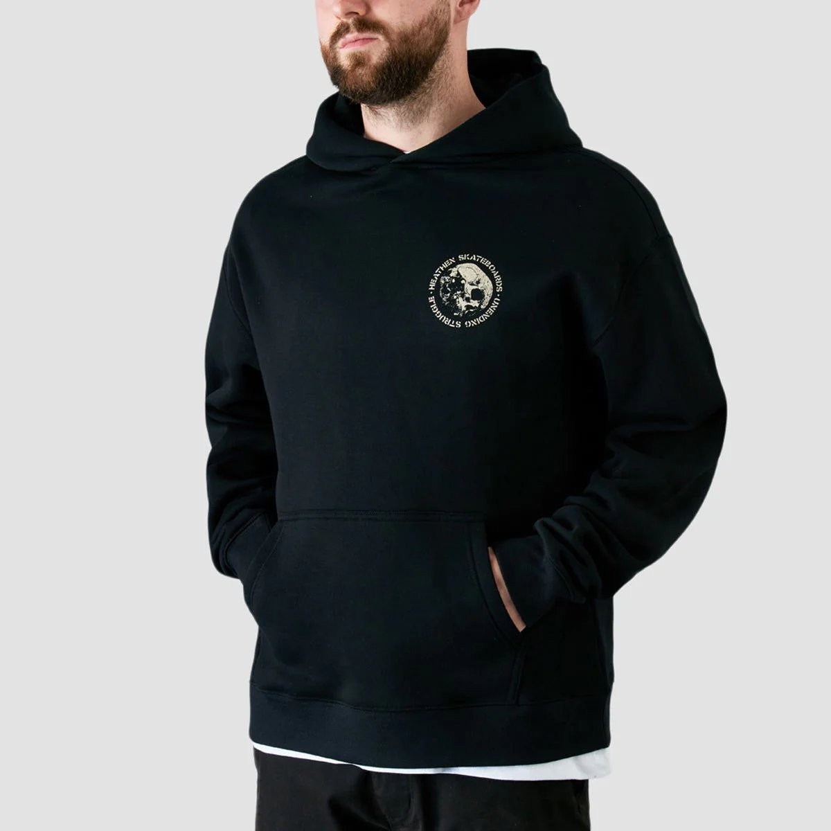 Heathen Sisyphus Relax Fit Pullover Hoodie Black - Image 3