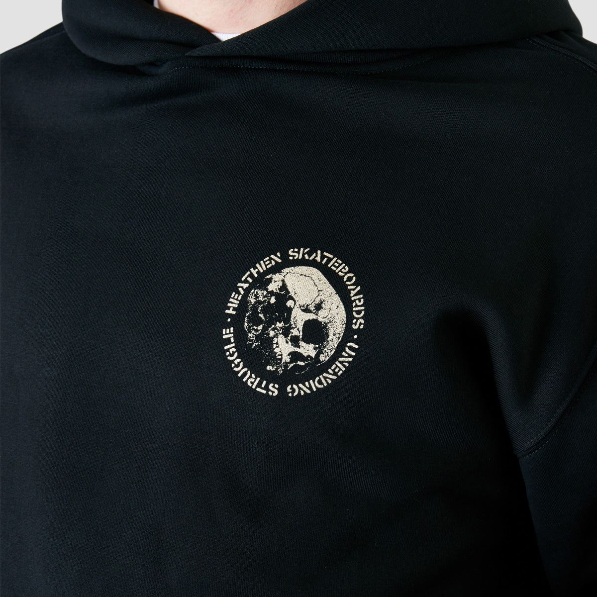 Heathen Sisyphus Relax Fit Pullover Hoodie Black - Image 4