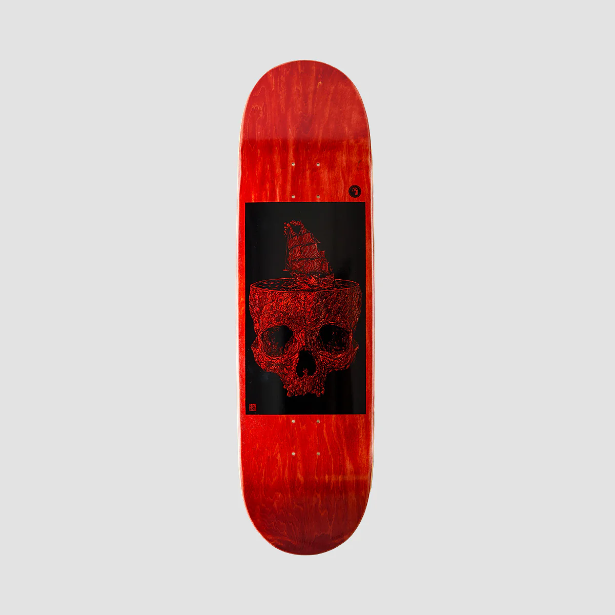 Heathen Stormy Seas On Taperhead Skateboard Deck Red - 9"