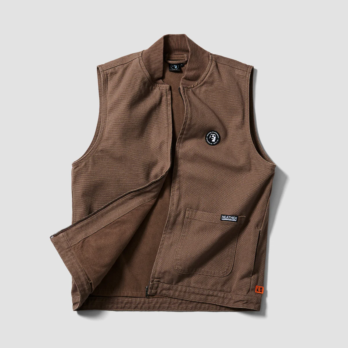 Heathen VG+ Seal Heavy Canvas Vest Jacket Nut - Image 4