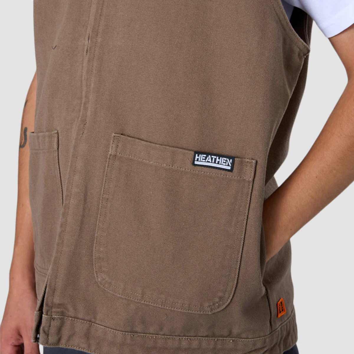 Heathen VG+ Seal Heavy Canvas Vest Jacket Nut - Image 8