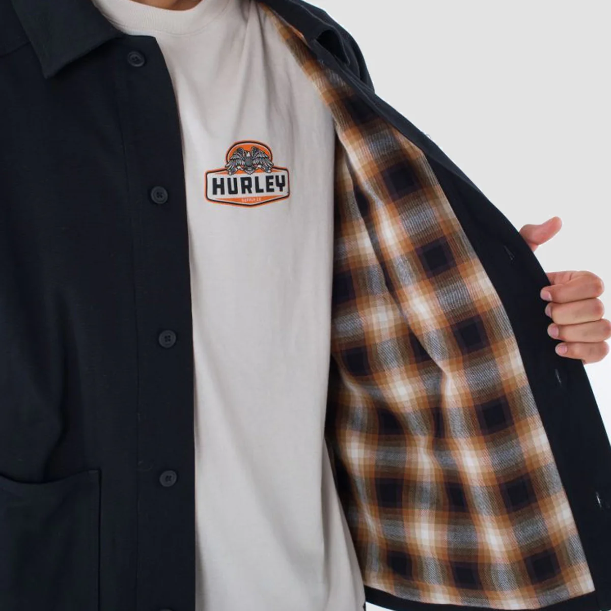 Hurley Bixby Flannel Lined Canvas Longsleeve Shirts Black - Image 3