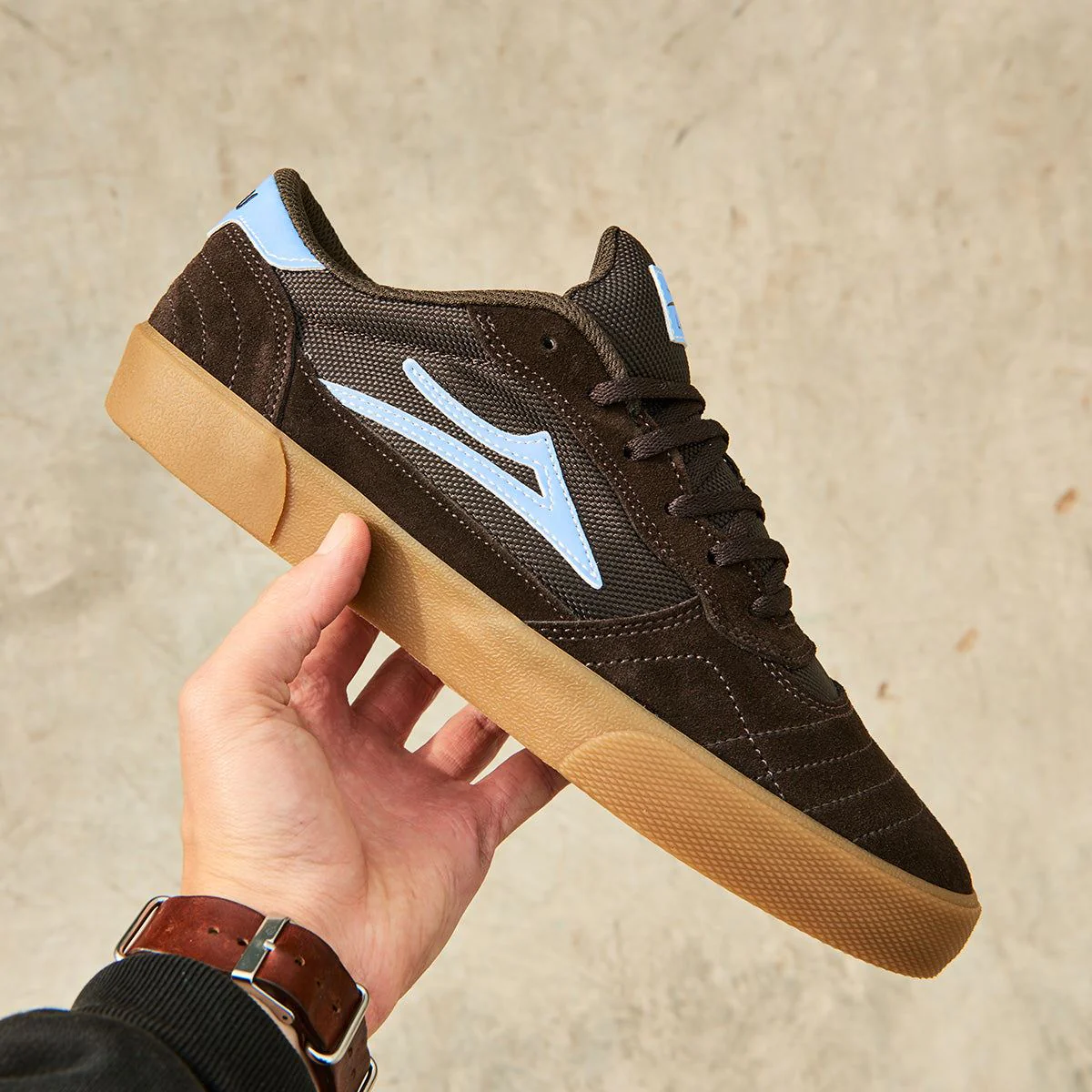 Lakai Cambridge Shoes - Chocolate/Light Blue UV Suede - Image 6