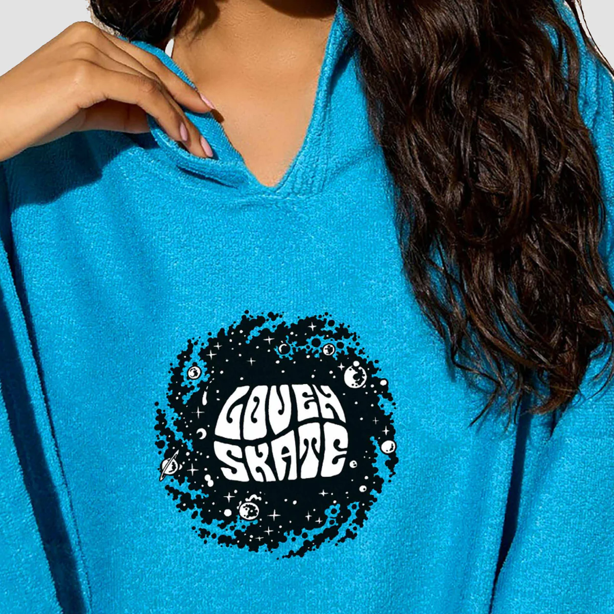 Lovenskate Cosmic Spiral Towel Poncho Blue - Image 2
