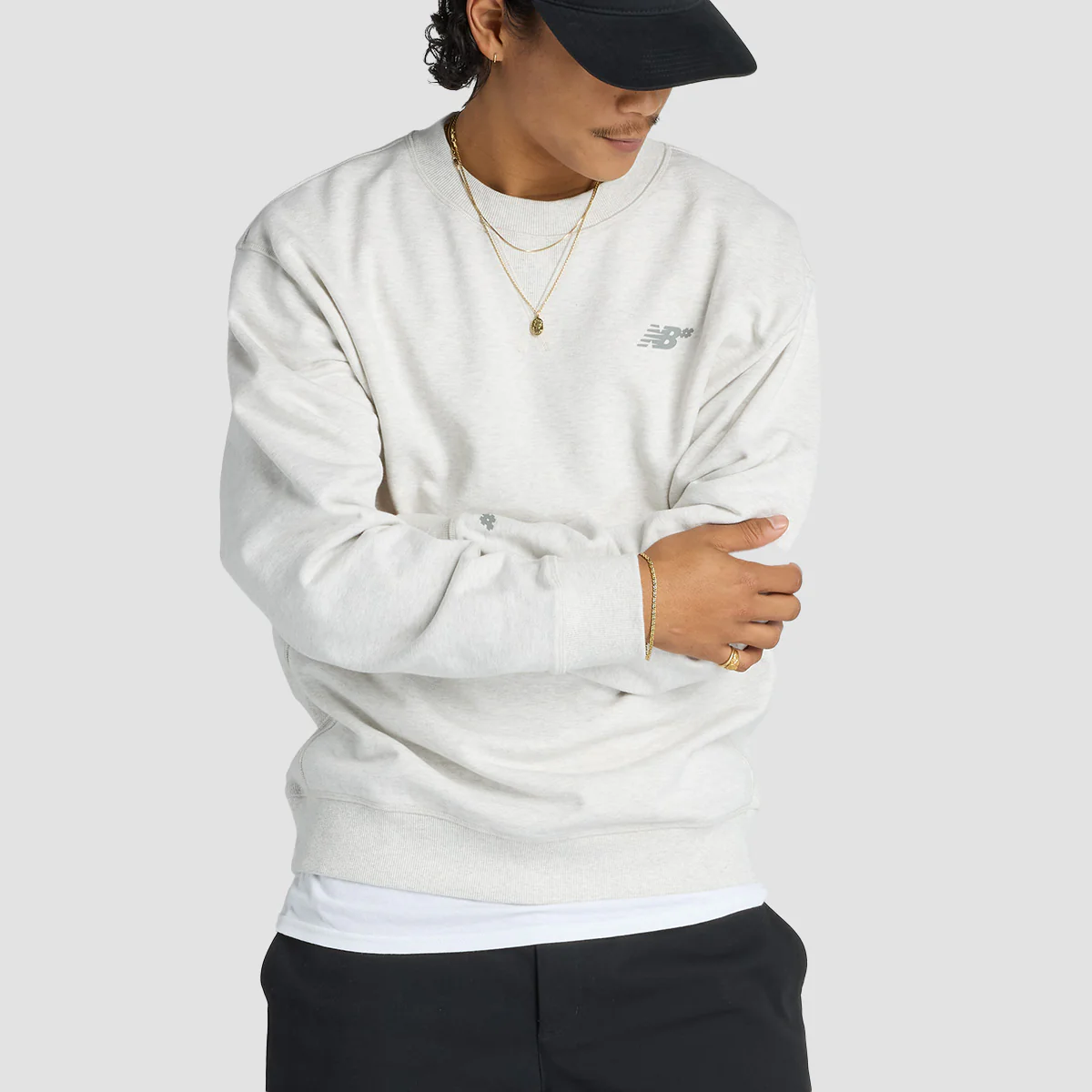 New Balance French Terry Crew Sweatshirt Oatmeal Heather