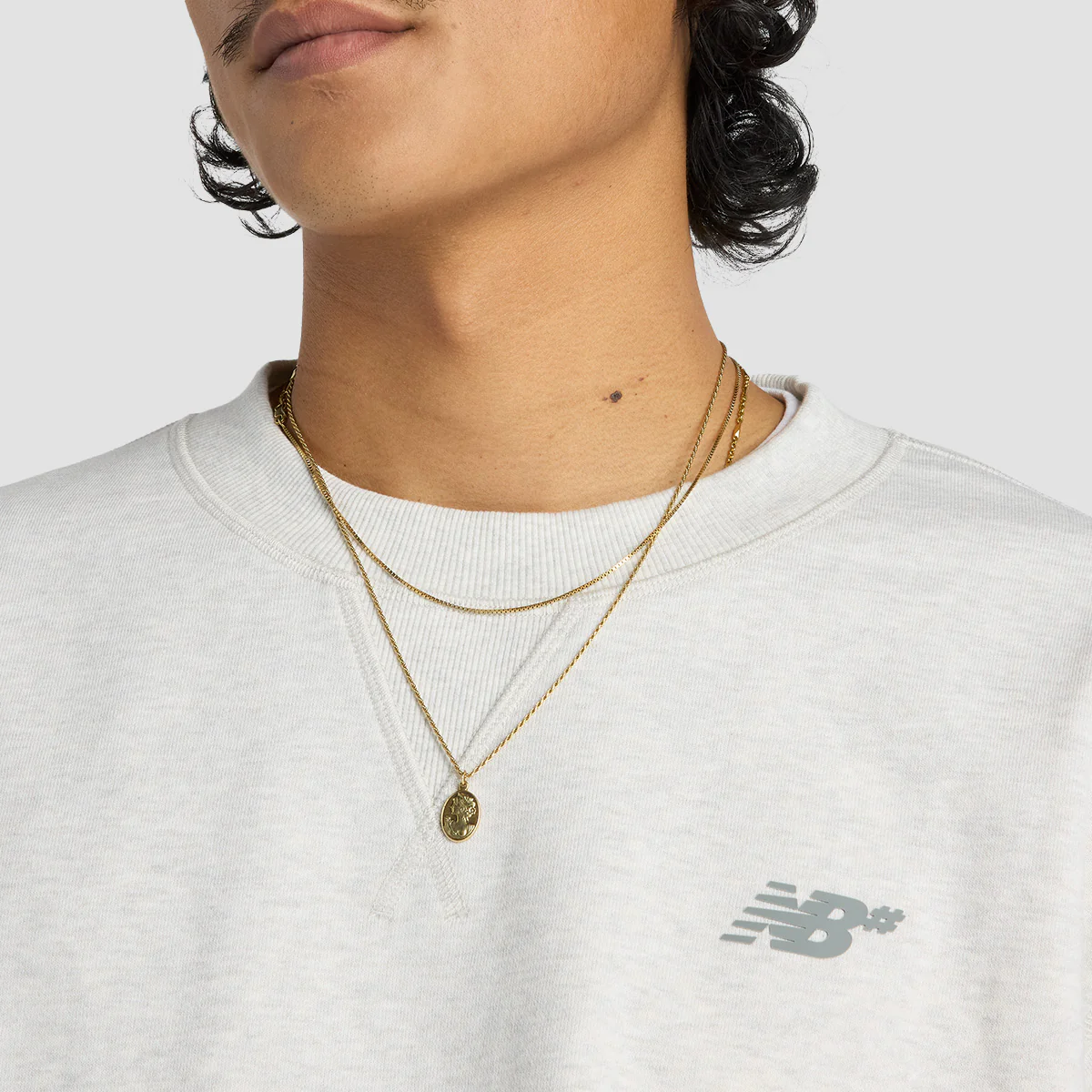 New Balance French Terry Crew Sweatshirt Oatmeal Heather - Image 3