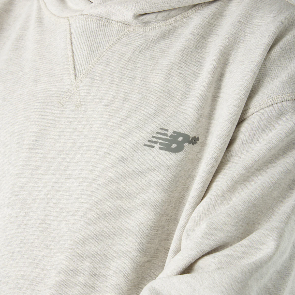 New Balance French Terry Pullover Hoodie Oatmeal Heather - Image 2