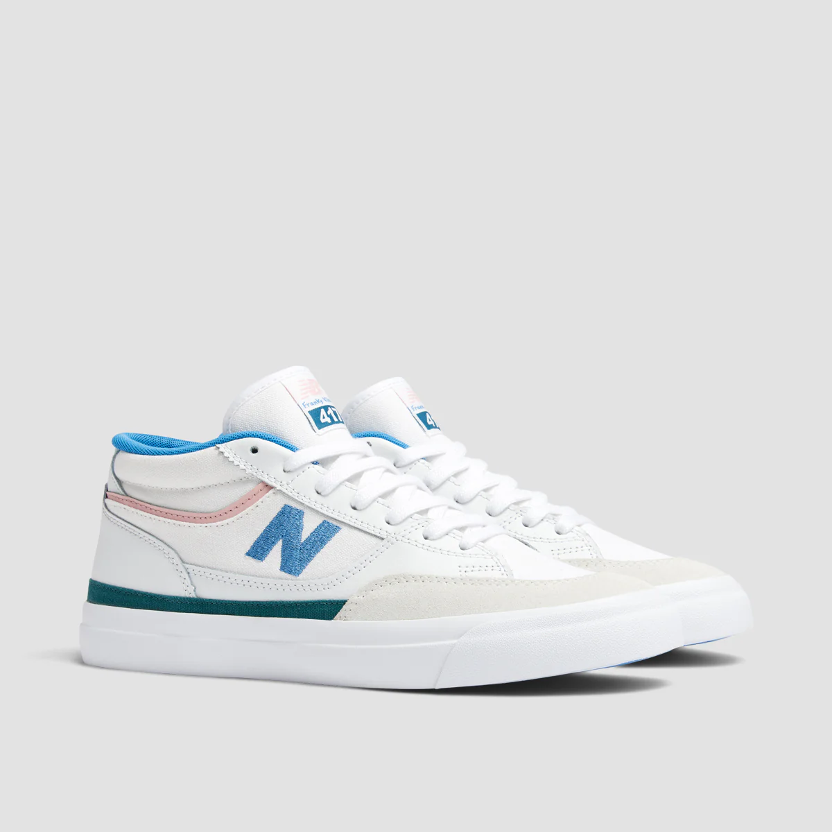 New Balance Numeric Franky Villani 417 Mid Top Shoes - White/Blue Laguna - Image 2