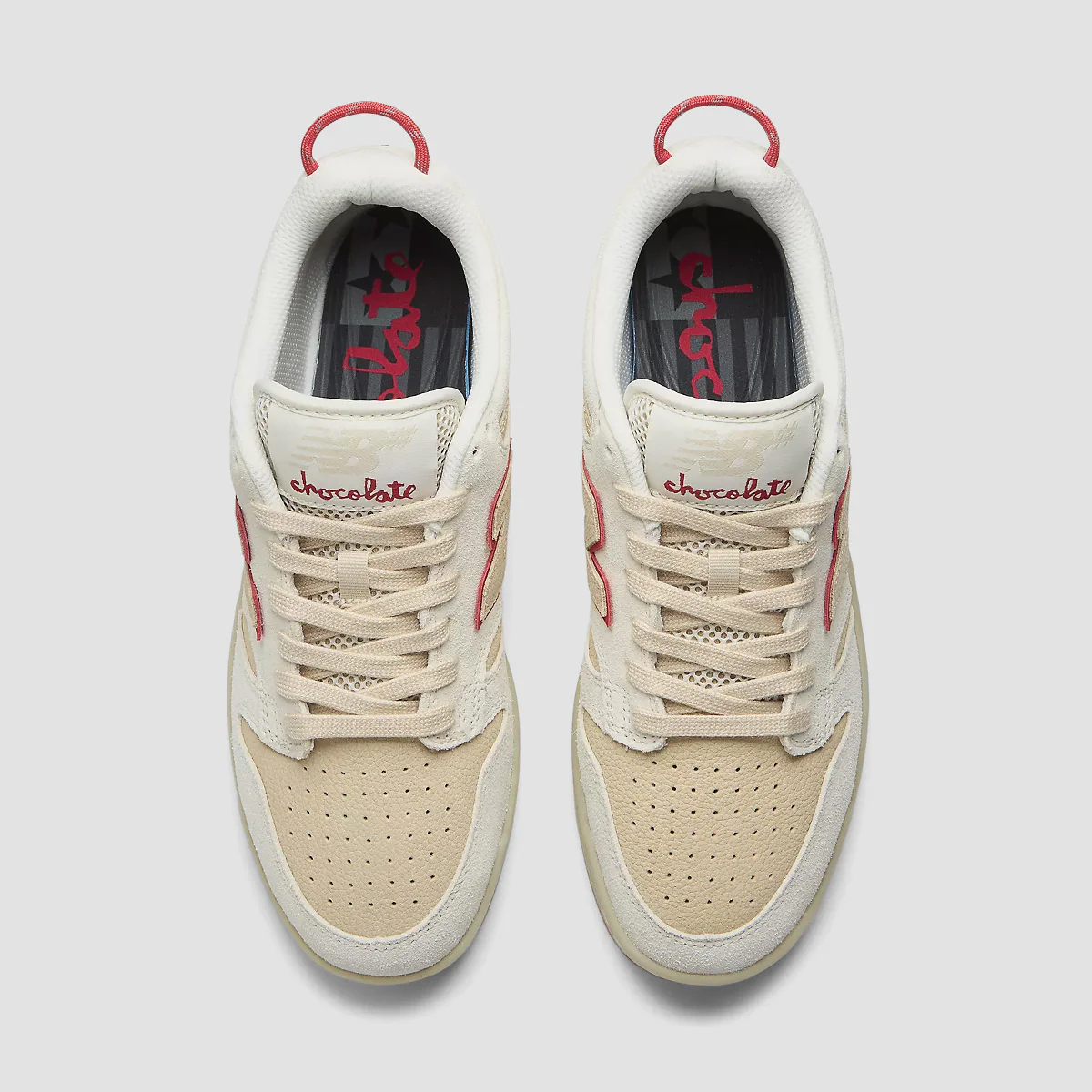 New Balance x Chocolate Numeric 480 V1 Shoes - Sea Salt/Red - Image 3