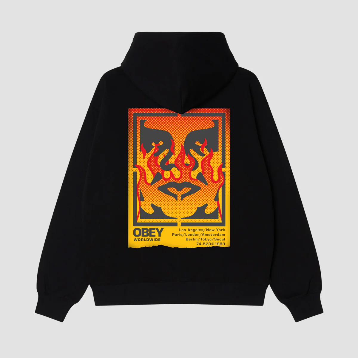 OBEY Icon Stencil Flame Pullover Hoodie Black