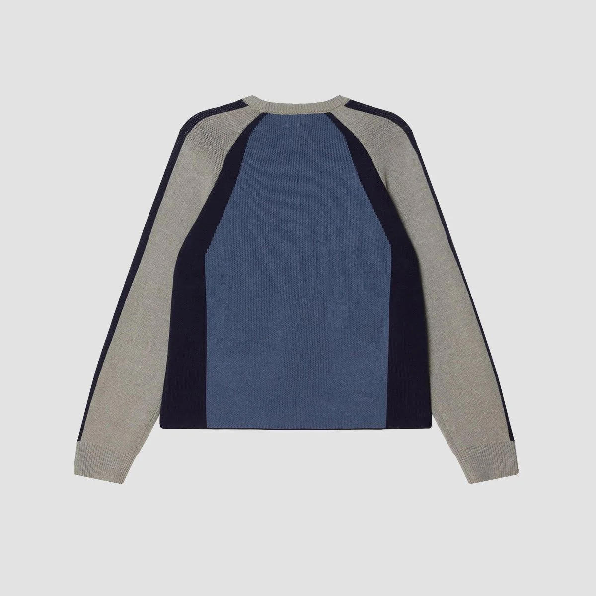 OBEY Raglan Crew Neck Sweater Dull Blue Multi - Image 3