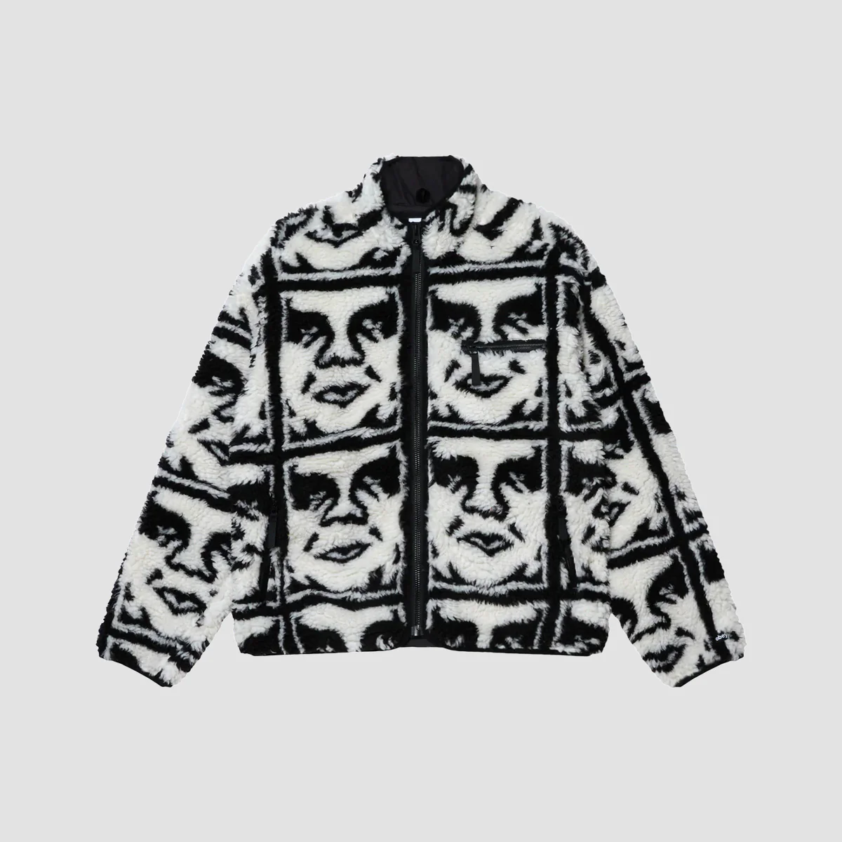 OBEY Repeated Icon Sherpa Jacket Black Multi - Image 2