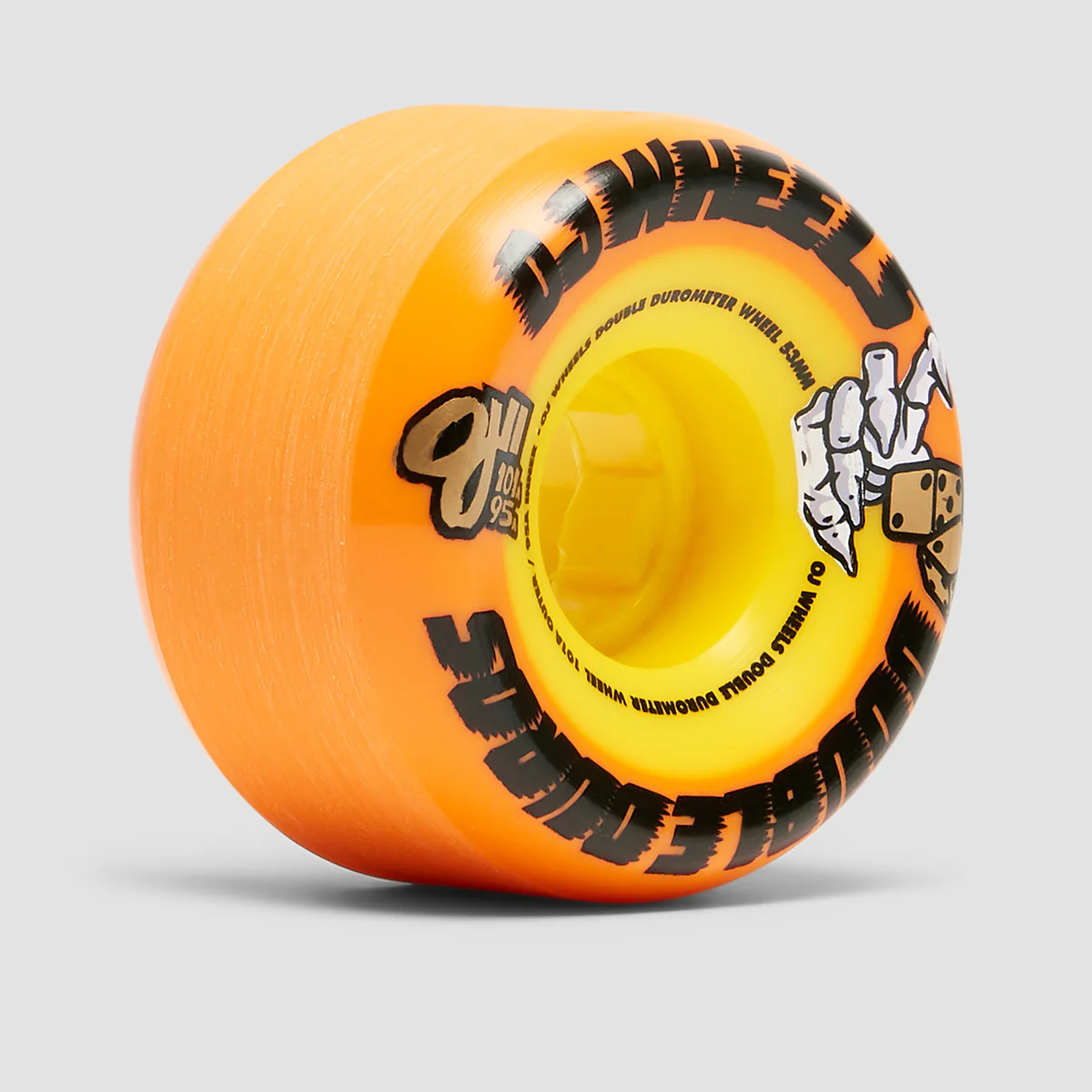 OJ Double Duro 101a/95a Skateboard Wheels Orange/Yellow 53mm - Image 2