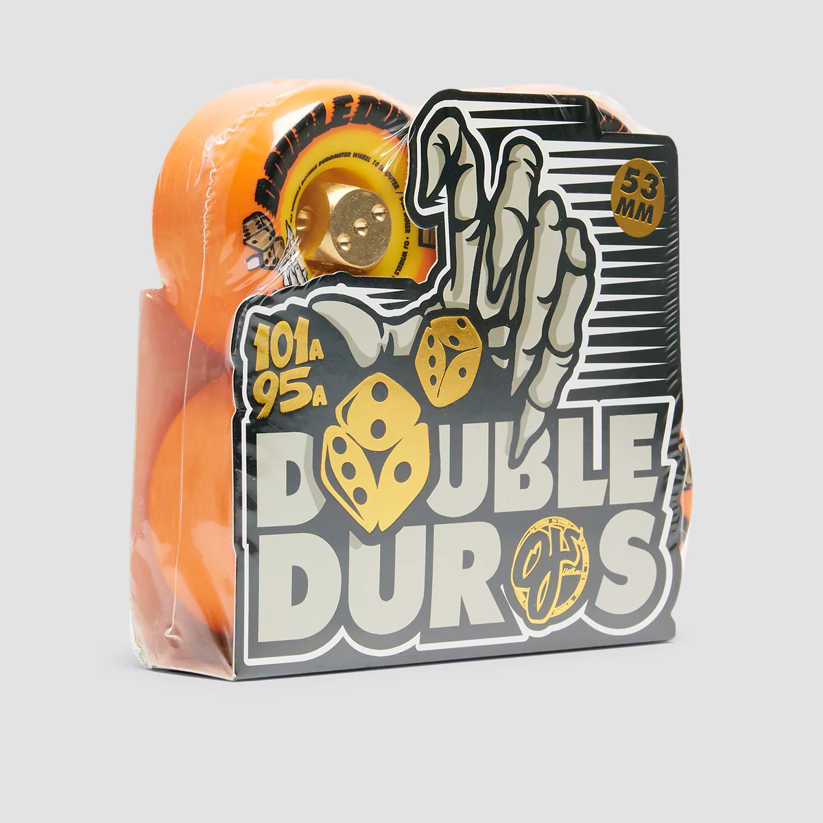 OJ Double Duro 101a/95a Skateboard Wheels Orange/Yellow 53mm - Image 3